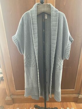 DKNY Gray Knit Cardigan with Rib Detail - Great Spring Transitional Piece